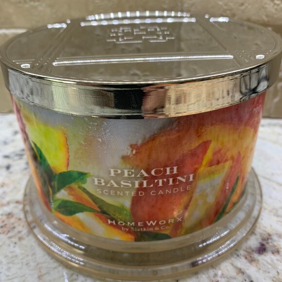 HomeWorx by Harry Slatkin Peach Basiltini Scented 4-Wick Candle 18oz - Picture 1 of 4